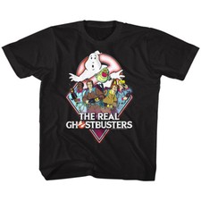 The Real Ghostbusters Kids T-Shirt Characters Black Tee