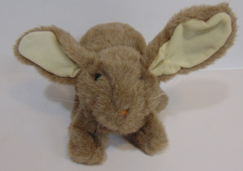 Rabbit Hand Puppet Plush Baby Long Floppy Eared Ultra Soft 10" Bunny Tan - Picture 6 of 8