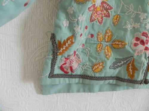 Sun Dance Jacket Cotton Canvas Long Sleeve Embroidery Hi-Low Side Slit Size L - Picture 5 of 11