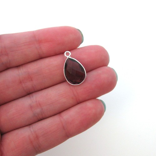 Einfassung Edelstein Anhänger Sterlingsilber rosa Amethyst Quarz-Tropfen-10x14mm (2 Stck.) - Bild 5 von 5