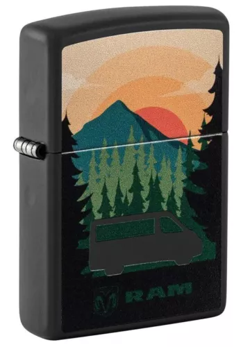 Zippo 48764, Dodge Ram Landscape Design, Black Matte Finish Lighter, NEW