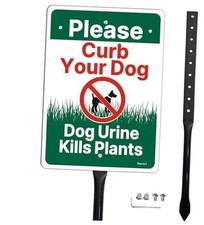Dog Urine Kills Plants, Please Curb Your Dog Sign with 17.7 Stake for Yard,