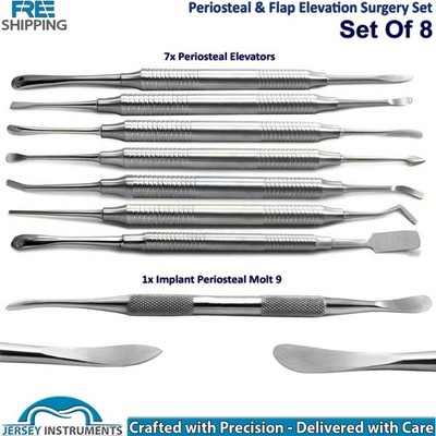 Set of 8 Periosteal Elevators With Molt 9 Elevators Dental Surgical Instruments