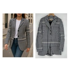 LOEWE Plaid Blazer Jacket Blue Black White US...
