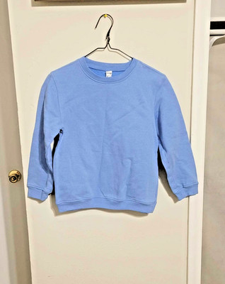 Kids Light Blue Crewneck Sweatshirt 8-9 Cotton Blend Pullover Boys Girls School