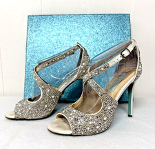 Betsey Johnson size 6 Crystal Shoes Trip Deck KS Glitter Rose