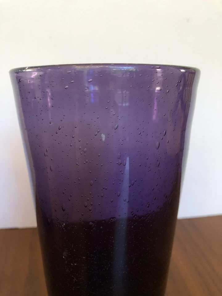 Juego de vasos de vidrio soplado a mano púrpura vasos burbujas suspendidas #4 16 OZ Foto 3 de 4