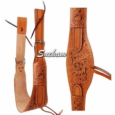 Hand Tooled Leather Western Horse Back Cinch Flank Girth Strap Floral brown