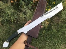 Handmade D2 Steel Bowie Knife 25  Hunting Fixed Blade with Leather Sheath