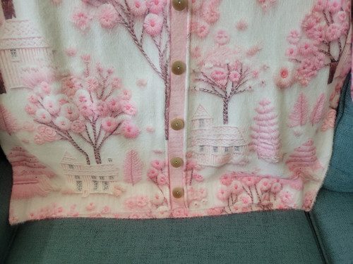 Unbranded Pink & White Floral Heavyweight Sweater Unusual Unique NWOT Size 2X 3X - Bild 5 von 7