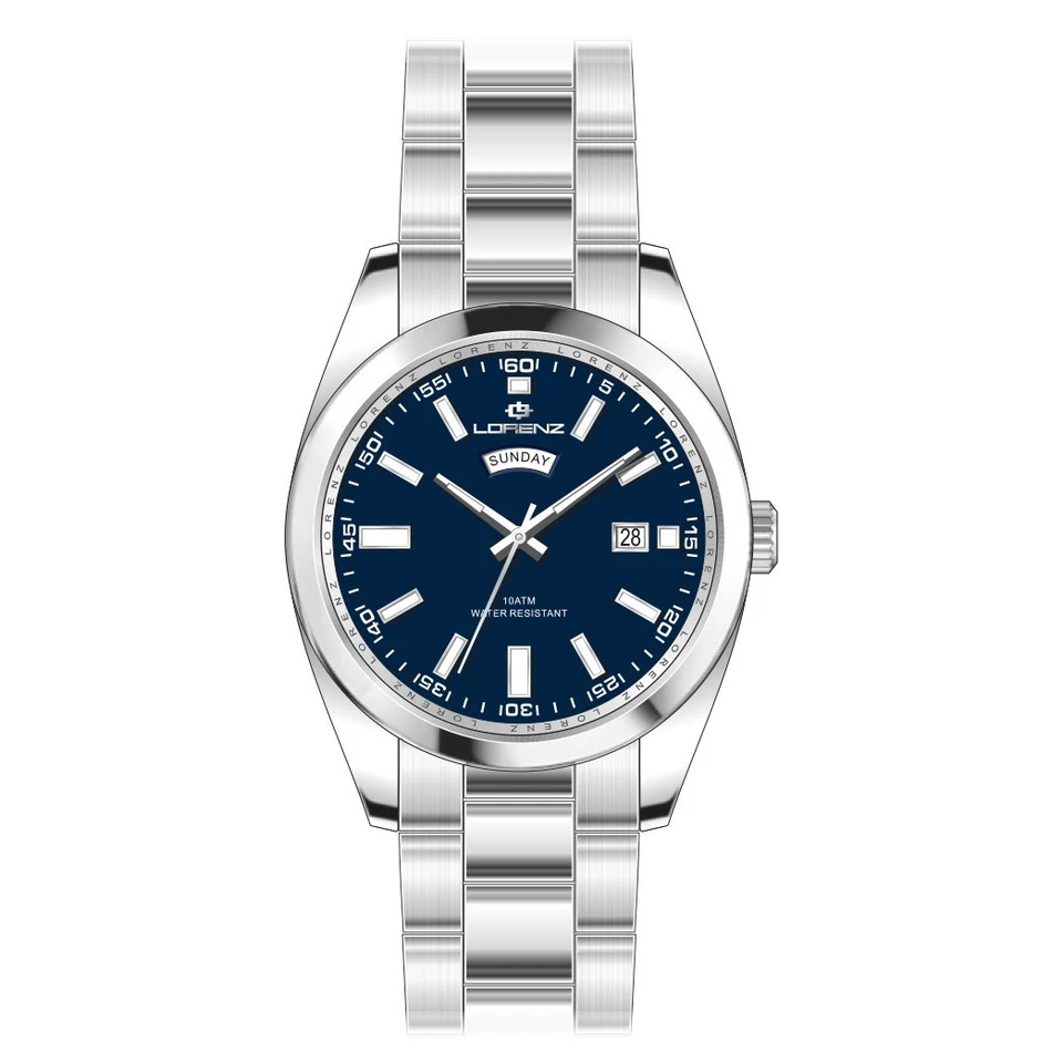 Lorenz Day-Date – Orologio Uomo Acciaio Quadrante Blu (26208BB)