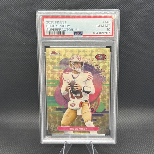 2025 Topps Finest Football Brock Purdy Uncommon 1/1 Superfractor PSA 10 Gem #146