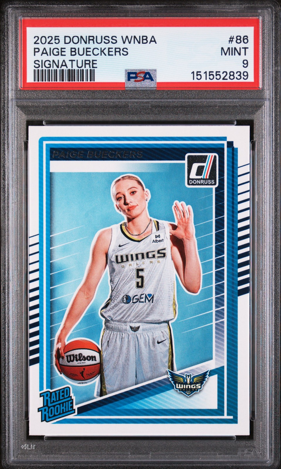 2025 PANINI DONRUSS WNBA SIGNATURE #86 PAIGE BUECKERS ROOKIE RC PSA 9