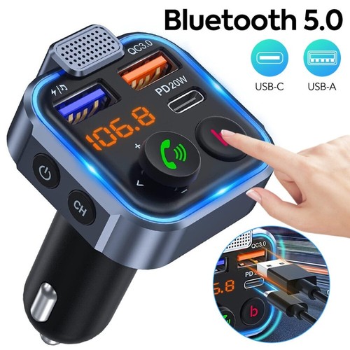 20W Car Bluetooth Wireless FM Transmitter MP3 Player USB PD Fast Charger Adapter - Picture 2 of 12