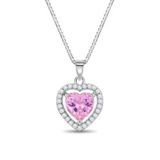 925 Sterling Silver Stunning Cubic Zirconia Heart Pendant Necklaces for Girls
