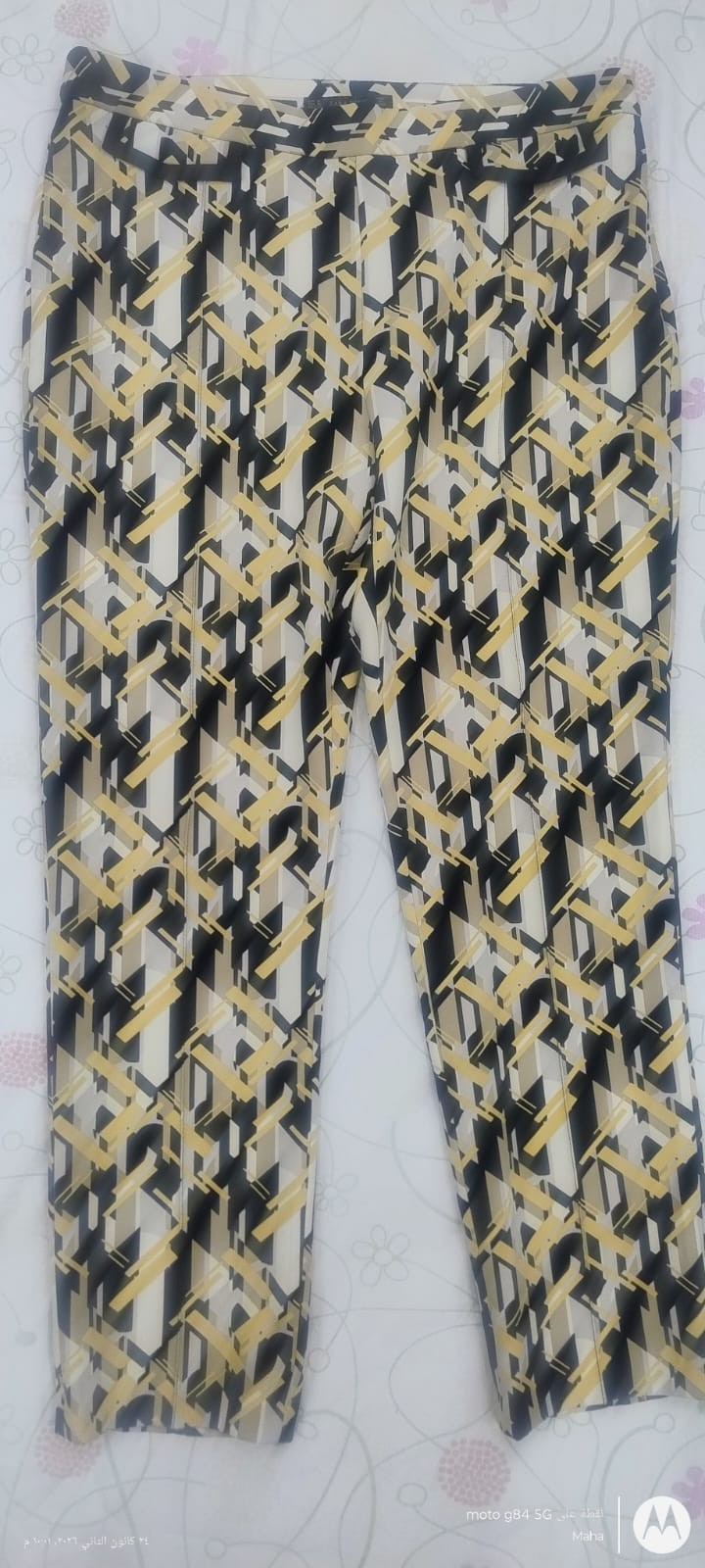 Zara Basic Geometric Pattern Pants Black beige Ye… - image 1