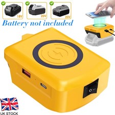 Power Source For Dewalt 18/20V Battery Adapter USB+Type C Phone Charger Wireless