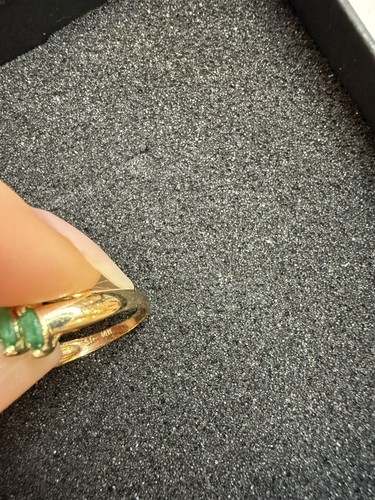 Beautiful Solid 14k Yellow Gold Emeralds Diamonds Ladies Ring Size 5.25 - Picture 10 of 15
