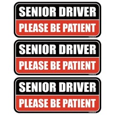 3 PCS Black Red Senior Driver Car Magnet Reflective WeatherResistant 8.7x3.5"