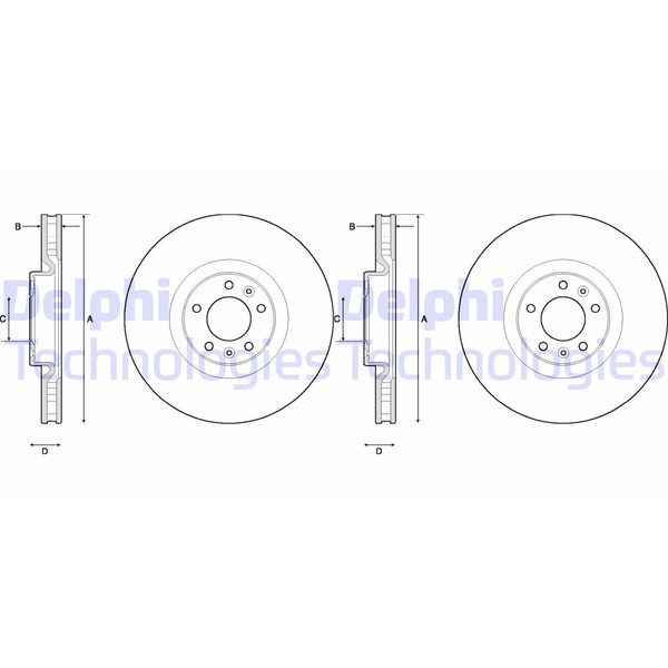 2X Delphi Bremsscheiben 330Mm BelÜFtet Vorne Passend FÜR CitroËN C5 DS DS Opel-image