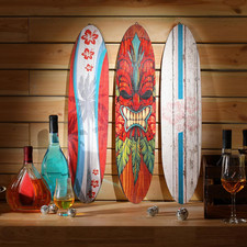 3 Pcs Surfboard Wall Decor 23.6" x 5.4" Beach Room Decor Large Wooden Summer Sur