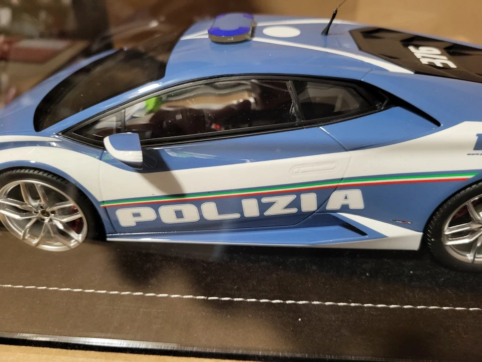 MR MODELS LAMBORGHINI HURACAN LP 610-4 Blu Polizia 1 1/18 LAMBO017 Black Friday - Immagine 3 di 4