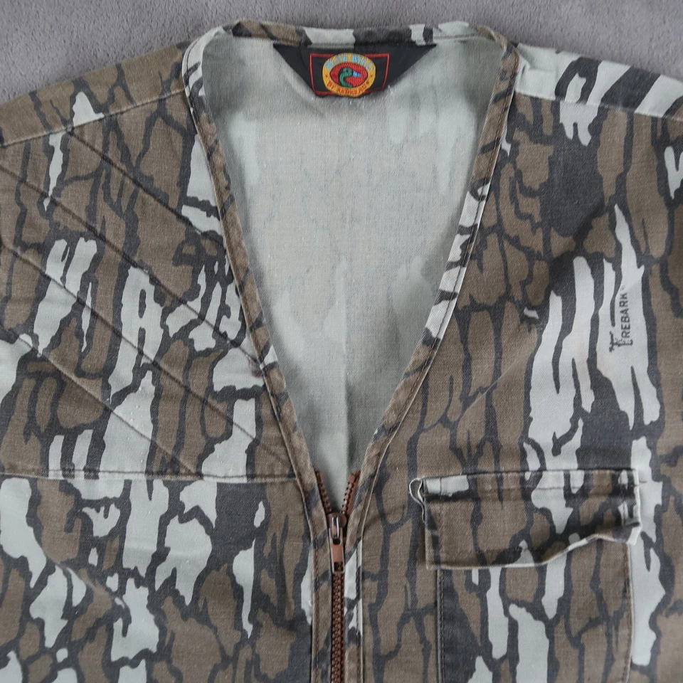 Vintage 80s Blue Bill By Redhead Trebark Camo Button Vest L Hunting Outdoor - Image 3 of 4