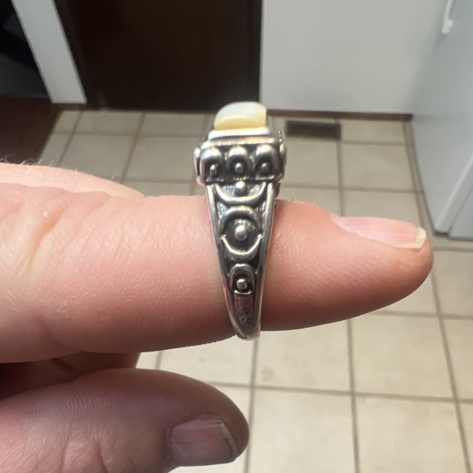 Sterling Silver 925 Moonstone Rectangle Ring Whit… - image 2