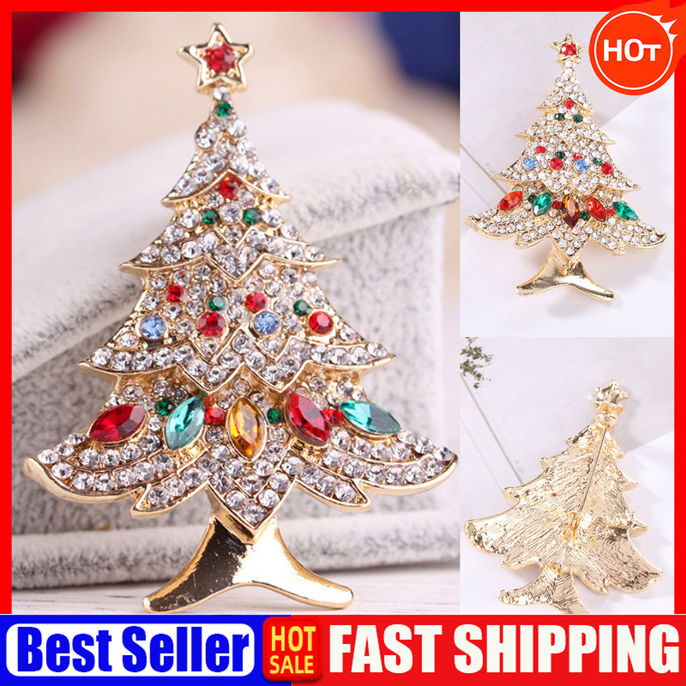 Christmas Tree brooch pin Fashion Jewelry Vintage Crystal Baroque Accessory NEW
