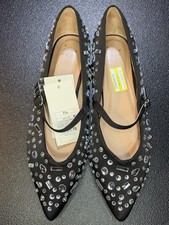 A New Day Shoes Womens Size 8 Black Mary Jane Flats Rhinestone Memory Foam New