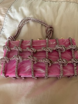 Women s Sparkly Hand Bag Very Pretty Pink With Sparkly Strings