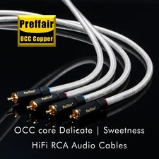 Preffair OCC Silver Plated HiFI Interconnect Cord with Gold Locking RCA Plug 