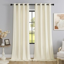 SMILETIME Ivory White 96 in Long Velvet Curtains with Grommet, Thermal Insula...