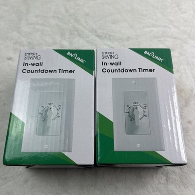 2 BN-LINK Heavy Duty 60-Minute In-Wall Spring Loaded Countdown Timer, Mechanical