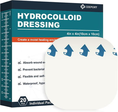 Ceeport 20 Pack Hydrocolloid Wound Dressing, 4'' X 4'' Ultra Thin Hydrocolloid Ban