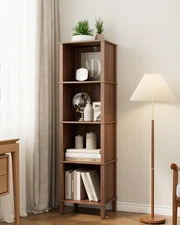 Bookshelf, Modern 4-Tier Bookcase, Open Storage Book Shelf, 11 × 14.2 × 50.4 ...