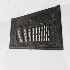 Antique Cast Iron Fireplace Grate Cover Hearth Vent Stove Coker Art Nouveau