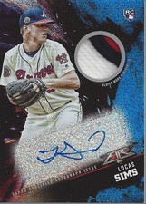 2018 Topps Fire Autograph Patches Blue #FAPLS Lucas Sims Auto /15 - BB