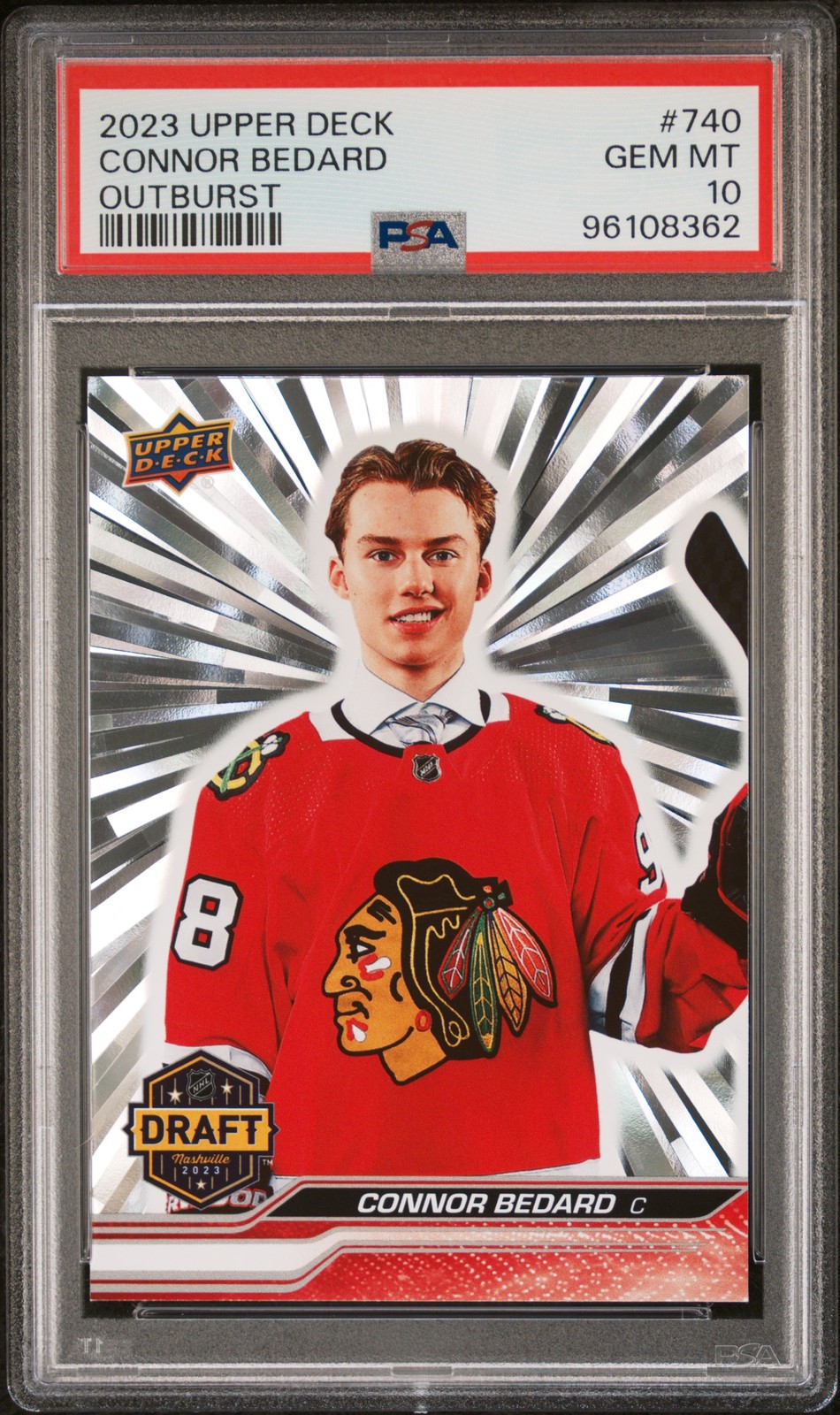 2023 UPPER DECK OUTBURST #740 CONNOR BEDARD ROOKIE RC PSA 10