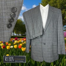 Rubin 2 Piece Suit Mens 46L 38x30 Multicolor Plaid Wool Cashmere Double Vented