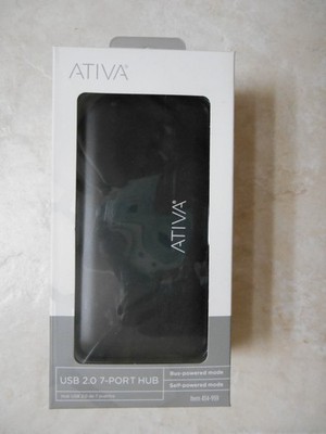 ATIVA USB 2.0 7-Port Hub 434-959 Black - NEW IN SEALED BOX