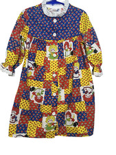 Vintage Sears Shirt Dress Girls 6X Multicolor Raggedy Ann Andy Patchwork Lace