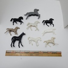 Vintage Plastic Toy Horses Lot Marx MPC Timmee Western Figures Mixed Colors 9pc
