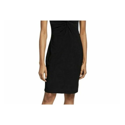 DKNY Deep Black Knotted Front Sleeveless Sheath Dress Size 4 NWT - Bild 3 von 4