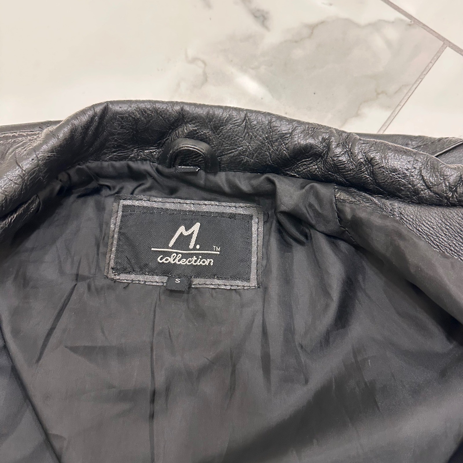 Vintage M Collection Black Patchwork Leather Jack… - image 12