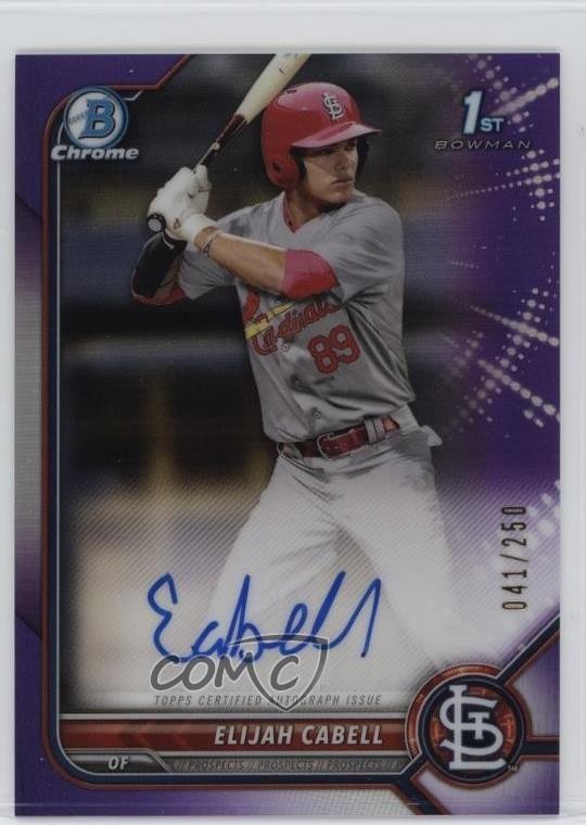 2022 Bowman Chrome Prospect Purple Refractor 41/250 Elijah Cabell #CPA-EC Auto