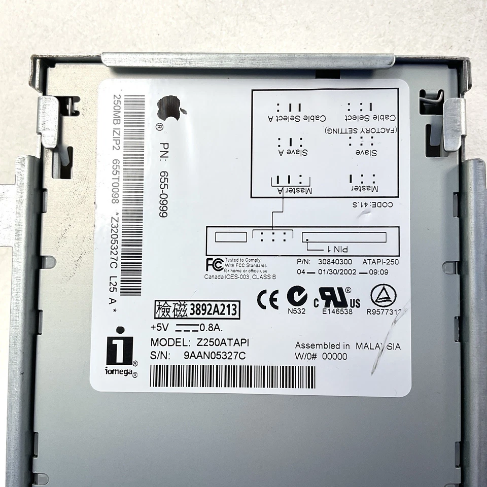 Unidad de cremallera interna vintage Iomega Apple Mac Zip 250 Mb NEC Z250ATAPI Foto 4 de 4