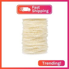  177Feet Pearl Beads Garland, 4MM 59 Yards Faux Pearl Beads String Roll Bulk fo