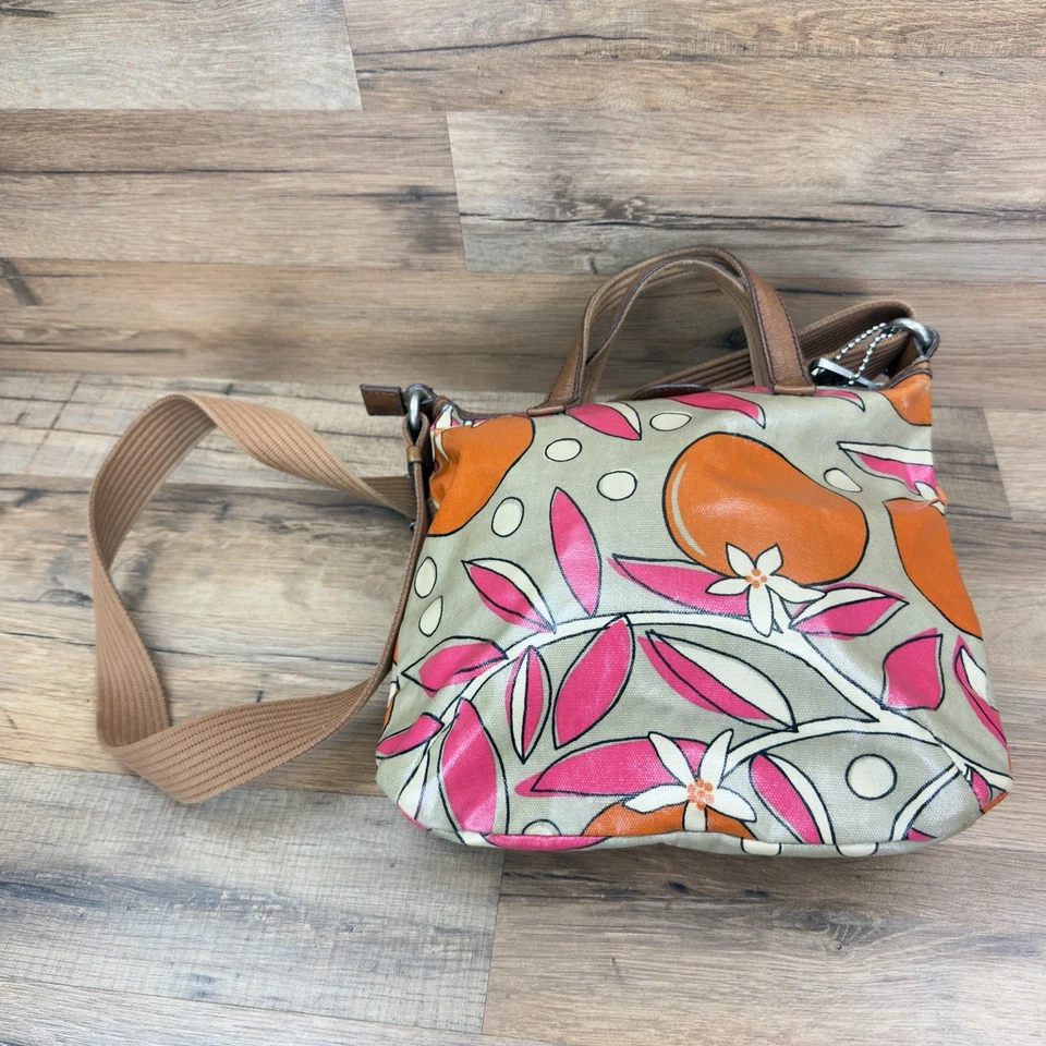 Rare Fossil Key Per Vintage Canvas Leather Messger Turn Lock Bag Handle Shoulder - Image 4 of 4