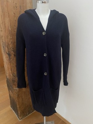 Esprit Strick Mantel Jacke Kapuze Blau Gr. 38 40 M lässig zu Jeans Hose 